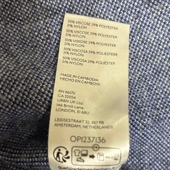 Anthropologie Light Gray Mock-Neck Sweater with Blue Floral Motif - Picture 8 of 8